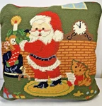 Vintage Imperial Elegance Old World Santa Claus Needlepoint Christmas Pillow 13". Fixed Price $18.00.