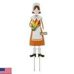 Glitzhome Thanksgiving Yard Stakes Metal Pilgrim Girl Signs Hanging Wall De. Fixed Price $38.65.