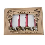 Eric Cortina Collection 4 Glass Candle Clips Red Gold Holiday Christmas Raz. Fixed Price $30.00.