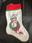 Vtg Morehead Santas Best Felt Christmas Stocking Love My Dog 16" Puppy Terrier. Fixed Price $10.00.