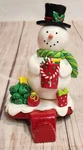 Kurt Adler Claydough Santa And Snowman Shiny Glaze Finish Stocking Hangers Wi.... Fixed Price $35.00.