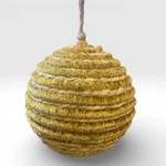 5" Gold Oversized Jute & Chenille Yarn Coiled Ball Christmas Ornament Sullivans. Fixed Price $8.00.
