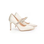 Satin Bridal Heels 9CM Bride Open-toe Wedding Shoes With Crystal Strap. Fixed Price $79.00.