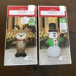 Holiday Time Inflatables Snowman & Reindeer 4 Ft Tall Gemmy Christmas Yard Decor. Fixed Price $84.97.