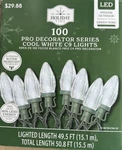 Holiday Time Christmas Lights 100 Pro Decorator C9 Cool White Led 50.8 Ft. Fixed Price $29.99.