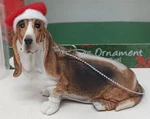 Basset Hound Christmas Ornament W/ Santa Hat Holiday Sandicast 3.25" Wide #D-50. Fixed Price $16.07.