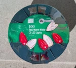 Home Accents Holiday 100 Count Led C9 - Red/warm White 65FT Lighted Length. Fixed Price $24.24.