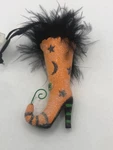 Hallmark Ornament Halloween Witches Boot Feathers Glitter Stars Moon. Fixed Price $17.95.