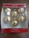 Vtg Country Living Christmas Tree Ornaments Hanging Glass Ball Shiny Gold 6CT. Fixed Price $13.99.