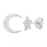 Sterling Silver Cz Star And Moon Stud Earrings. Fixed Price $63.82.