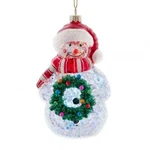 Kurt Adler Green Glass Glittered Snowman Christmas Ornament T2725. Fixed Price $13.18.