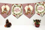 Vintage Style Merry Christmas Santa's Toy Workshop Bunting/banner & Ribbon. Fixed Price $9.12.