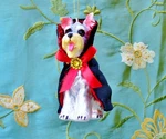 Glass Christmas Ornament Dog Schnauzer In Black Velvet Opera Cape New. Fixed Price $14.99.