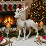 Ragon House Christmas Vintage Look 13" Standing Reindeer With Wreath Figurine. Fixed Price $18.00.
