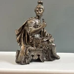 Antique Bronze Metal Roman Soldier Holding Trumpet Flag 7-3/4 Tall. Fixed Price $84.99.