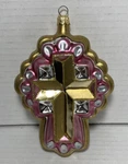 Christmas Ornament Cross Blown Glass Holiday Decoration Crucifix Romania. Fixed Price $19.99.