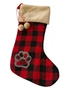 Dog Christmas Stocking Red Black Buffalo Check Paw Print Hobby Lobby Euc 18". Fixed Price $12.00.