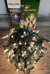 Philips Clear Mini Lights 100PK-GREEN, 24.7FT Indoor Outdoor As Shown. Fixed Price $18.99.
