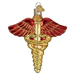 Old World Christmas Medical Symbol Glass Ornament 36239 Free Box Caduceus New. Fixed Price $17.98.
