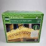 Holiday Time Twinkling Icicle Christmas Lights 17.7 Ft 300CT Clear W/ White Wire. Fixed Price $17.99.