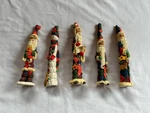 Christmas Pencil Santa & Snowman Figures, Dazzle Patch Giftcraft 1996, Set Of 5. Fixed Price $59.00.