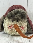 Plush Snowman Head Ornament Red Hat Fuzzy Winter Holiday Christmas Decor. Fixed Price $11.21.