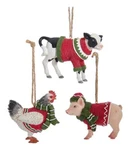 Set Of 3 Farm Animals Wearing Sweaters Christmas Ornaments By Kurt Adler. Fixed Price $29.95.