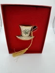 Lenox Holiday Cup Saucer Ornament Holly Gold Trim Tassel Boxed Christmas Tree. Fixed Price $24.99.