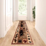 Nature Inspired Mother Bear With Cubs Brown Indoor Olefin Area Rug - 2' X 7'. Fixed Price $83.80.