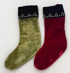 Christmas Stocking Set 2 Velvet Red Green Beaded Plush Mantle Decor 19 Midwest. Fixed Price $22.99.