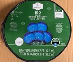 New! Holiday Time 100 Blue Led Super Bright G30 Lights Green Wire 58.1'. Fixed Price $30.00.