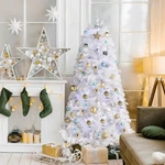 6FT Snow Flocked Artificial Pine Christmas Tree Holiday Decoration W/ 300 Lights. Fixed Price $56.79.