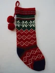 Target Wondershop Knit Fair Isle Christmas Stocking Blue Red White Green Poms. Fixed Price $15.00.
