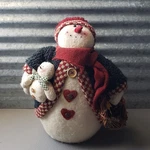 Christmas Holiday Figurine Decoration Snowman W/ Little And Wreath 10". Fixed Price $9.74.