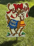 1996 Reindeer Merry Christmas Bell Yard Art Sign 28 Inch Impact Plastics Vtg. Fixed Price $29.99.