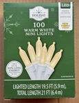 New 2025! Holiday Time 100-COUNT Warm White Led Mini Christmas Lights Wire. Fixed Price $8.95.