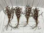 Primitive Floral Country Pip Berry Picks Holiday Green Red White 13" Set Of 36. Fixed Price $19.95.