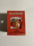 Vtg Red 1981 Garfield Glass Ball Collectors Christmas Tree Ornament Enesco Cat. Fixed Price $19.99.