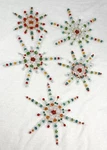 Glass Beaded Snowflake Ornaments Set Of 5, 4-6 Christmas Holiday Decor. Fixed Price $45.00.