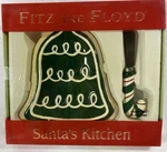 Fitz Floyd Santa's Kitchen Bell Shaped Snack Plate Candy Cane Spreader. Fixed Price $8.99.