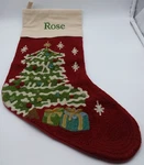 Pottery Barn Rose Christmas Tree Gifts Crewel Embroidery Holiday Xmas Stocking. Fixed Price $72.25.
