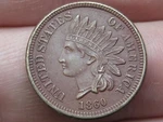 1860 Copper Nickel Indian Head Cent- Rounded Bust, Au Details, Nearly 4 Diamonds. Fixed Price $108.77.