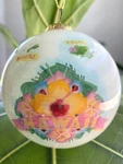 Hand-painted Hawaii Yellow Hibiscus Flower Island Chain Christmas Glass Ornament. Fixed Price $21.79.