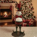 Metal Snowman Christmas Figurine White Red Green With Hat And Bow Decoration. Fixed Price $15.00.