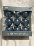 Set Of 9 Martha Stewart First Snowfall Light Blue Glass Ball Christmas Ornaments. Fixed Price $14.99.