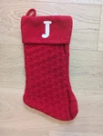 Holiday Time Monogram Christmas Stocking Initial Letter "j" Red Knit Large. Fixed Price $19.95.