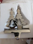 Dillards Silver Plate Stocking Holder Hanger Christmas Trees Open Box New. Fixed Price $12.00.