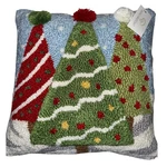 Peking Handicraft 3 Christmas Trees Hook Pillow 14" New Throw. Fixed Price $45.00.