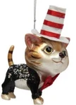December Diamonds Cat W/ Suit Striped Hat 5.5" Glass Ornament Christmas 79-80527. Fixed Price $19.98.
