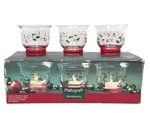 Pfaltzgraff Winterberry Set Of 3 Glass Votive Holders Or Tealight Christmas Euc. Fixed Price $14.99.